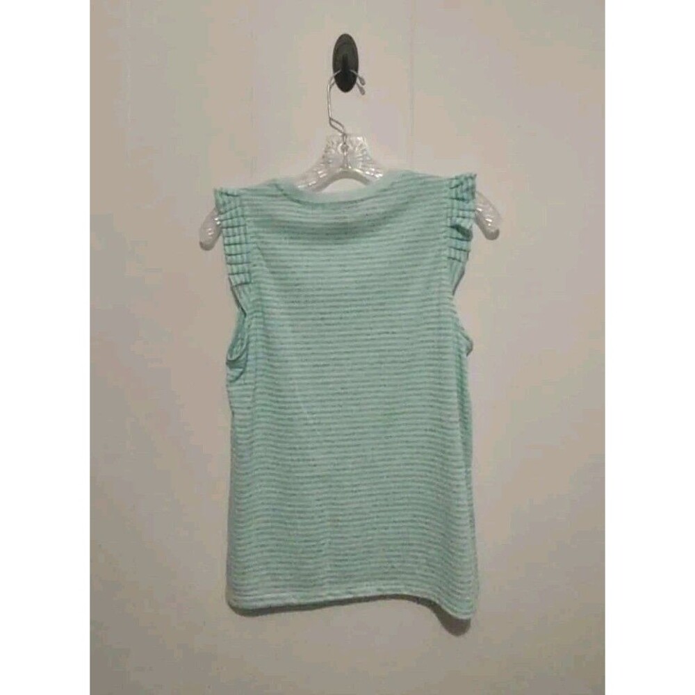 Jessica Simpson | Aqua Striped Flutter Sleeve Tank Top M - Picture 4 of 5
